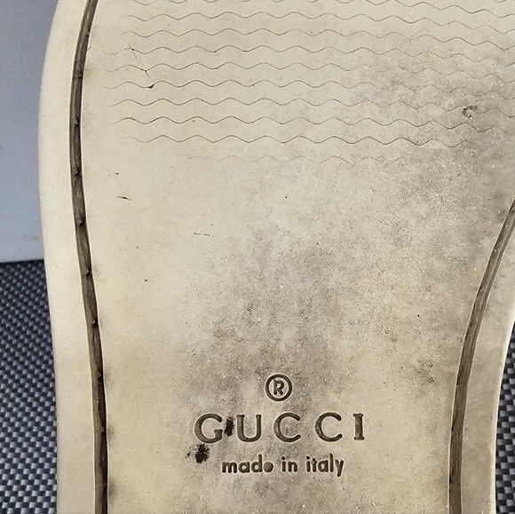 GUCCI BROWN LEATHER SLIP ON LOAFERS WITH GREEN + RED RIBBON HEEL SIZE-9, EUR-42 - Picture 7 of 11